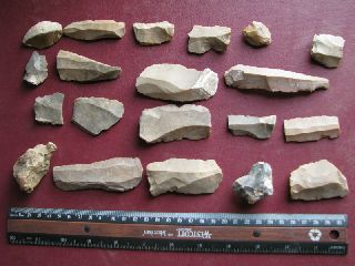 Neolithic Artifact - 20 Flint Tool Blades European 7329 photo