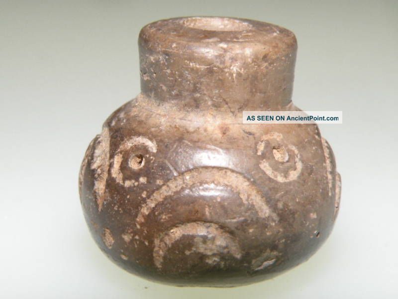Pre Columbian Black Clay Spindle Whorl Bead The Americas photo