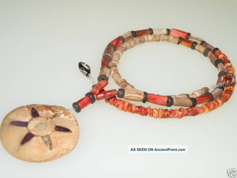 Pre Columbian Spondylus,  Shell & Grey Stones Beads The Americas photo