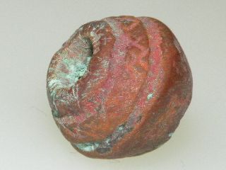 Pre Columbian Copper Spindle Whorl Bead photo