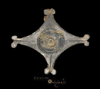 Ancient Roman Floriate Cross Tinned Plate Brooch Jewellery 024229 photo