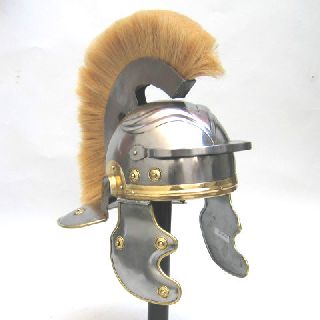 Roman Centurion Armor Helmet With White Plume Collectible Medieval Larp Replica photo