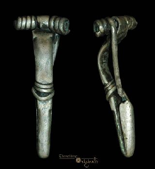 Rare Ancient Roman P - Shaped Silver Bow Brooch 012550 photo