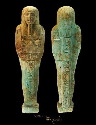 Rare Ancient Egyptian Osiris God Glazed Faience Shabti Ushabti Shawabti 024552 photo