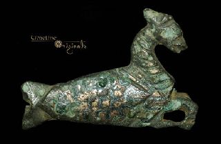 Rare Roman Hippocampus Bronze Animal Brooch 012769 photo