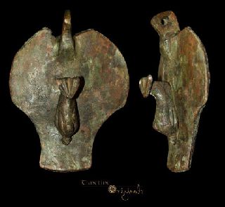 Ancient Roman Dolphin Pelta Shaped Vessel Lid 022192 photo