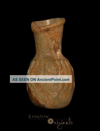 Ancient Roman Ribbed Cosmetic Glass Flask Bottle Jar Vessel 016301 Roman photo