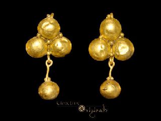 Ancient Roman Trefoil Pendant Gold Earrings Pair Earring Jewellery 023707 photo