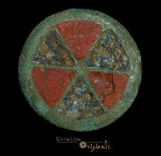 Ancient Roman Enamelled Disc Stud Military 019014 photo