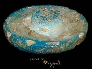 Ancient Egyptian Faience Niche Offering Cup Lid 017380 photo