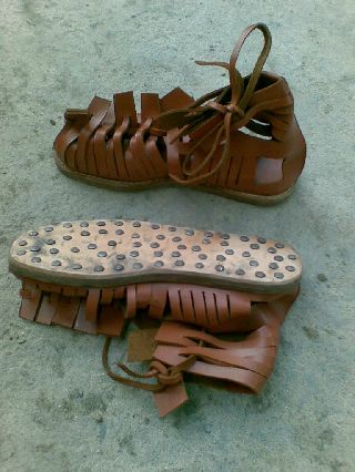 Roman Armor Sandal Natural Leather Roman Shoes For Armor Leg Protection Use Prop photo