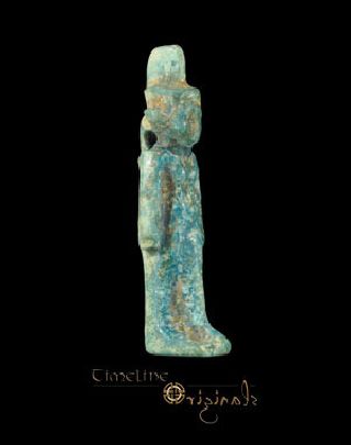 Ancient Egyptian Goddess Mut Glazed Faience Amulet Bead 023700 photo