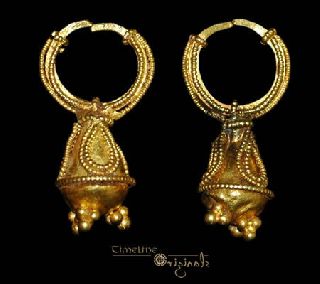 Graeco - Scythian Decorated Pair Of Gold Earrings 017522 photo