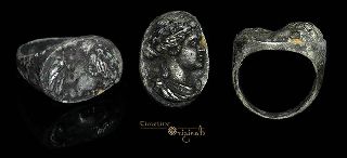 Ancient Greek Classical Female Bust Finger Ring 019192 photo