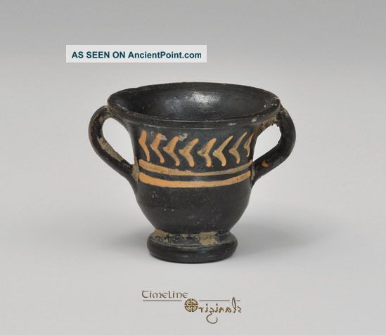 Ancient Greek Apulian Decorated Black Glazed Kantharos 021632 Greek photo