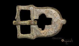 Ancient Byzantine Openwork Cross Bronze Plate Buckle 022449c photo
