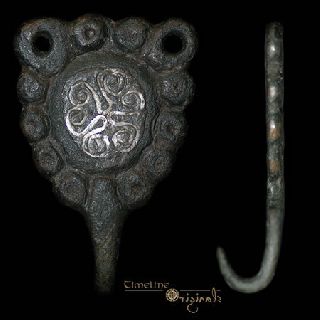 Rare Anglo - Saxon Bronze Hooked Tag Fastener 018138 photo