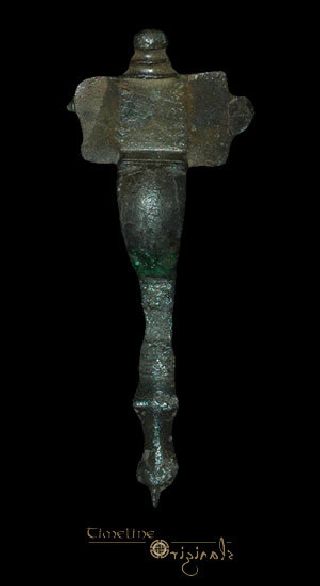 Anglo - Saxon Beast Head Finial Bronze Cruciform Brooch 023430 photo