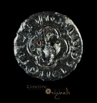 Medieval Quatrefoil Bronze Disc Seal Matrix 021402 photo