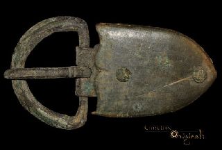 Byzantine Shield Shaped Bronze Buckle Plate 021474 photo