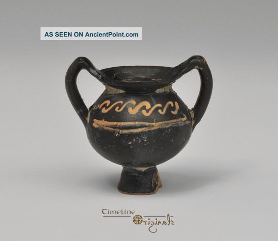Ancient Greek Apulian Decorated Black Glazed Kantharoid Krater 021630 Greek photo
