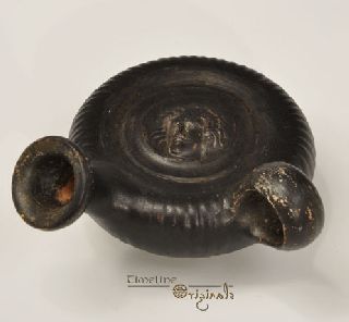 Ancient Greek Decorated Campanian Black Glazed Guttos 023401 photo