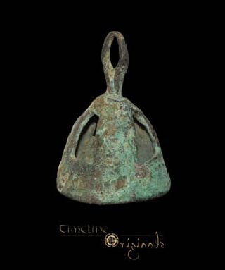 Medieval Bronze Openwork Bell Pendant 019988 photo