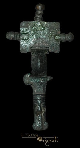 Anglo - Saxon Animal Head Finial Bronze Cruciform Brooch 023429 photo