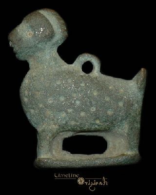 Medieval Ovicaprid Bronze Animal Pendant Ram 017339 photo
