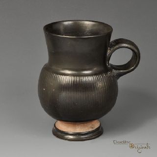 Ancient Greek Apulian Black Glazed Thistle Mug 020808 photo