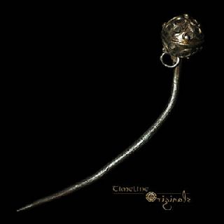 Anglo - Saxon Silver Gilt Decorated Dress Pin 019689 photo