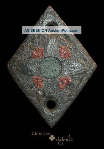 Medieval Enamelled Floral Cruciform Bronze Mount 019809 British photo