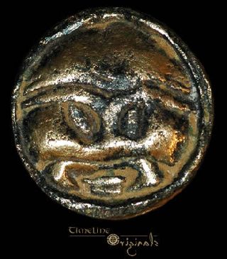 Very Rare Anglo - Saxon Face Gilt Button Brooch 019910 photo