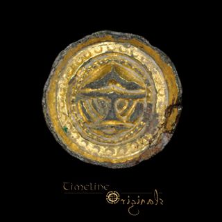 Anglo - Saxon Class Bi Gilt Bronze Button Brooch Helmeted Face 023191 photo