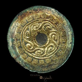 Large Anglo - Saxon Running Spirals Gilt Saucer Brooch Jewellery 024140 photo