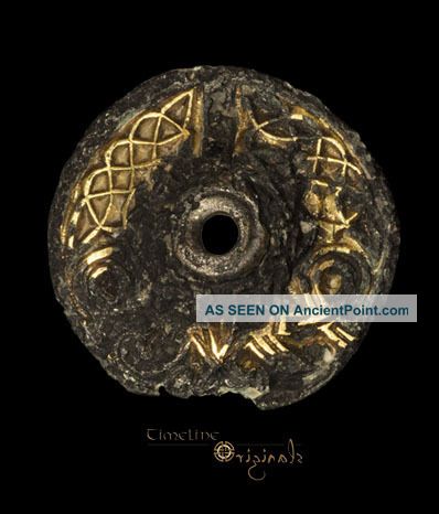 Rare Anglo - Saxon Knotwork Gilt Domed Mount 021415 British photo