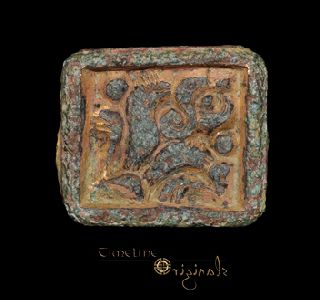 Anglo - Saxon Tiermensch Gilt Chip Carved Belt Plate Beast Man 023219 photo