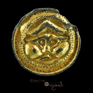 Anglo - Saxon Male Face Class Ai Gilt Button Brooch Jewellery 024028 photo