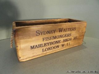 Vintage Style Wooden Fish Crate Eel Box Rope Handle London Shellfish photo
