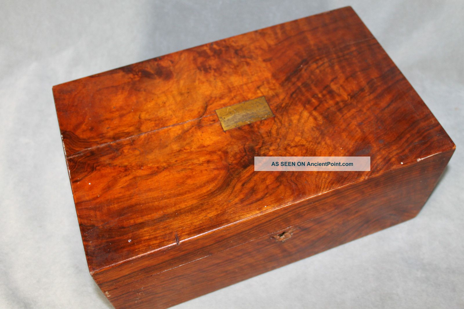 Antique Burl Walnut Portable Traveling Secretary Writing Desk Box Wood Slope Lap 1800-1899 photo