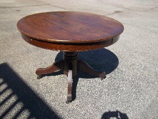 Antique Round Dark Wood Dining Table From H.  C.  Niemann &co.  Early 1900 ' S photo