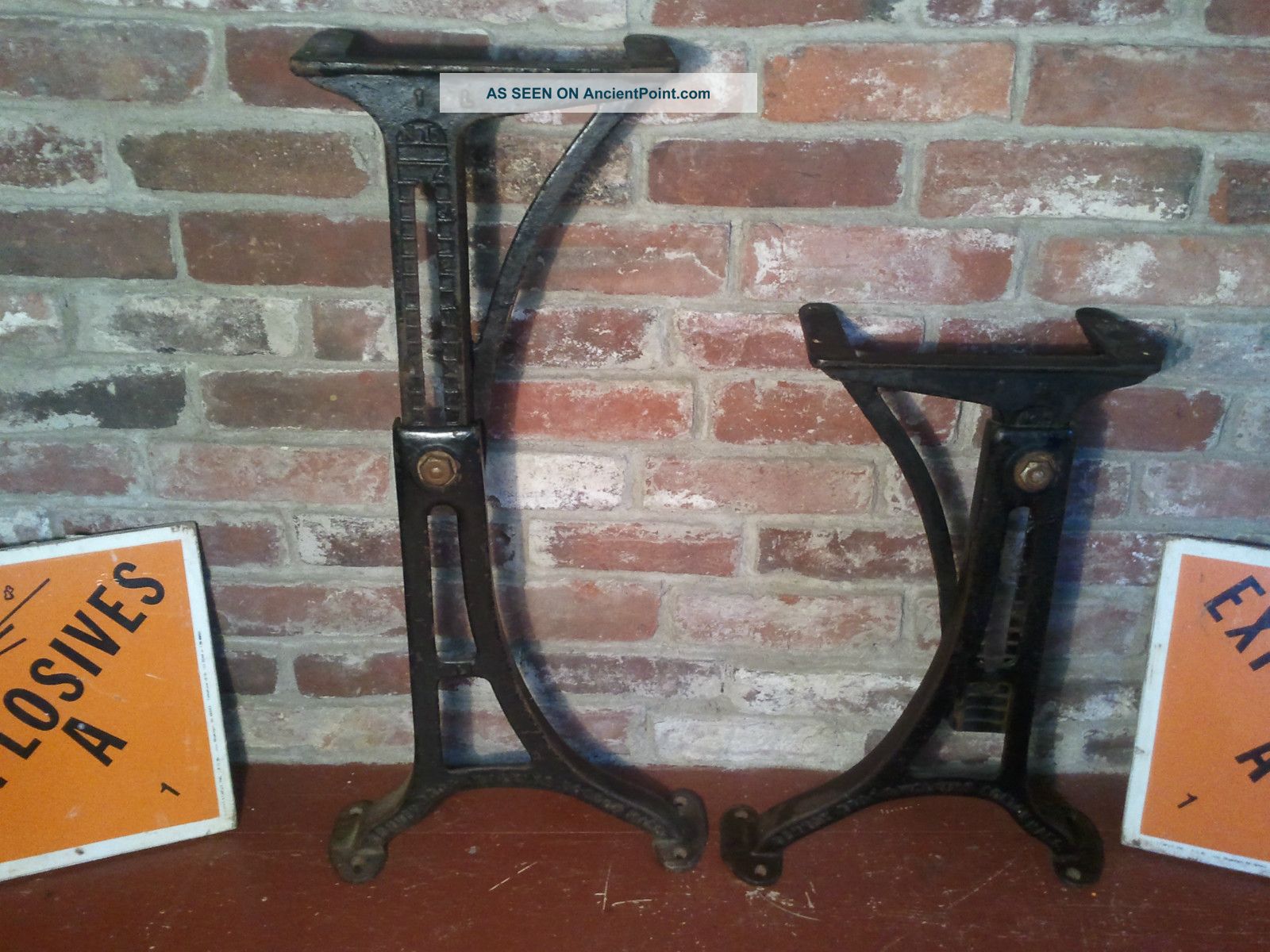 Rare Large Cast Iron Kenny Bros & Wolkins Mass Machine Age Industrial Table Base Parts & Salvaged Pieces photo