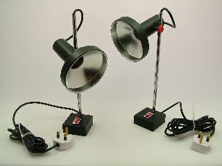 A Pair Of Adjustable 1960 ' S Table Spot Lamps - New Plugs,  Ready To Go photo