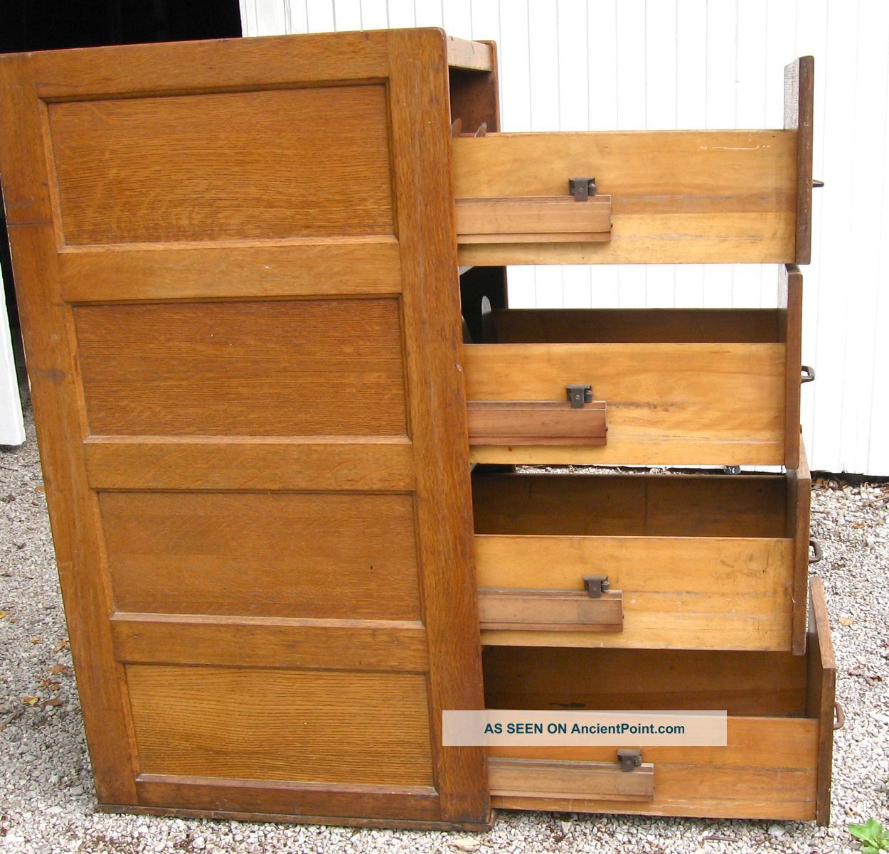 Antique 4 Drawer Oak File Cabinet