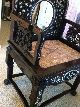 19th Century Antique Chinese Huanghuali Wood And Mother Of Pearl Chair W/ Insert Chairs photo 5