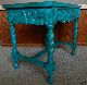 Vintage 1940s Hand Carved Hand Painted Solid Mahogany Table 1900-1950 photo 9