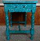 Vintage 1940s Hand Carved Hand Painted Solid Mahogany Table 1900-1950 photo 1