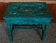 Vintage 1940s Hand Carved Hand Painted Solid Mahogany Table 1900-1950 photo 2