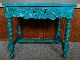 Vintage 1940s Hand Carved Hand Painted Solid Mahogany Table 1900-1950 photo 8