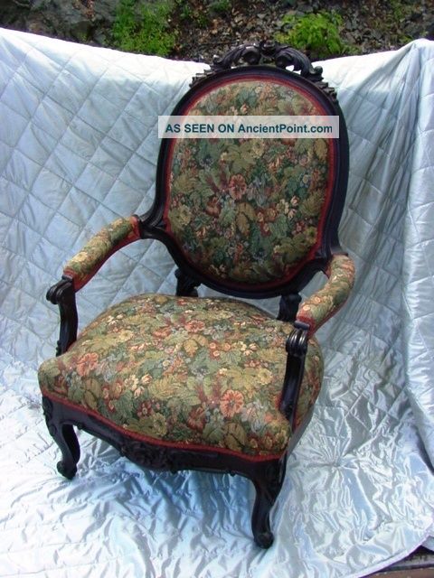 American Victorian Carved Rosewood Gents Chair Circa 1860 In Nh 1800-1899 photo